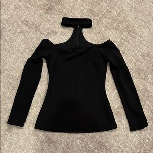 Chic Black Women's Blouse with Unique Neckline